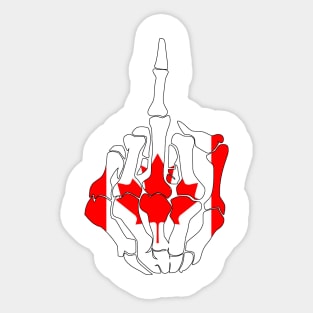 Skeleton Middle Finger Canada Flag Sticker